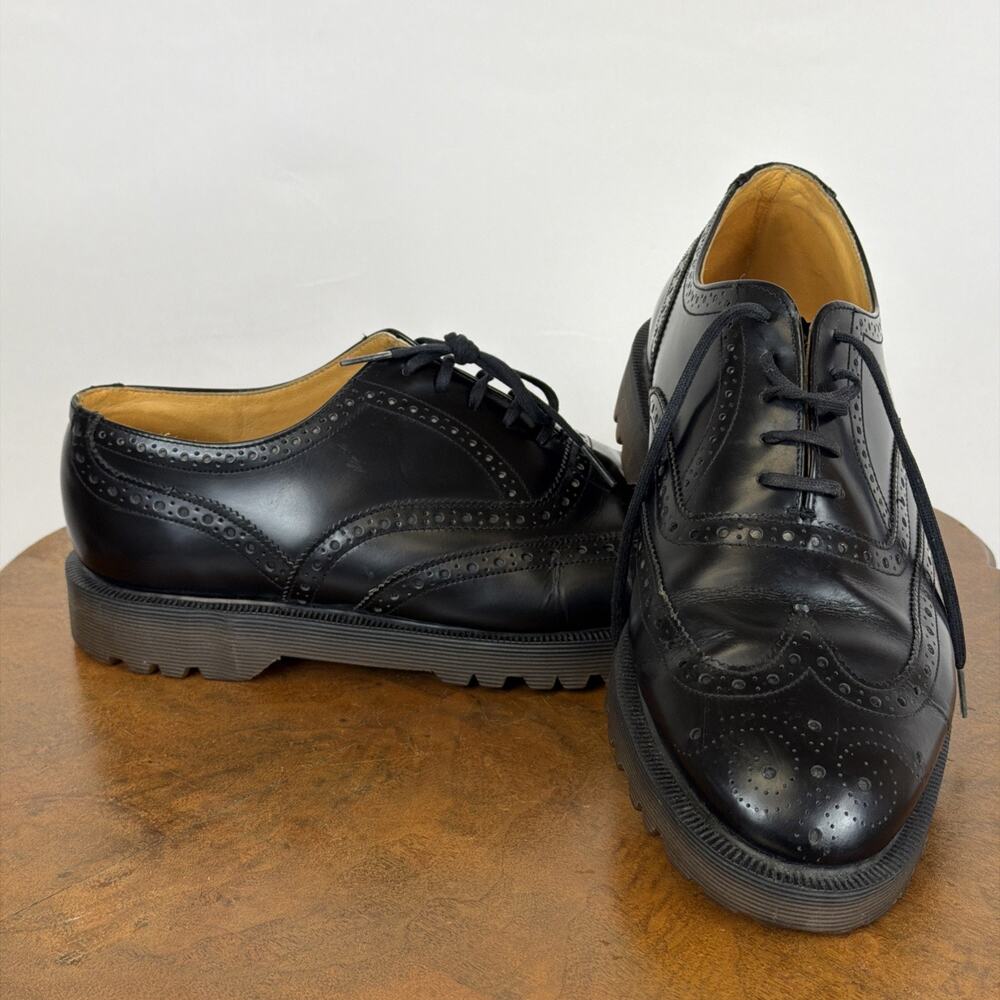 Dr. Martens Black Leather Wingtip Heeled Boots